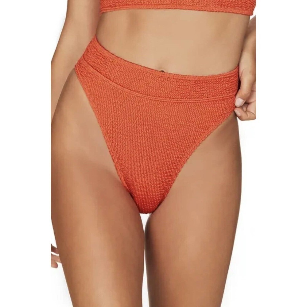 BOND-EYE The Savannah High-Waist Ribbed Bikini Bottoms In Le tigre O/S